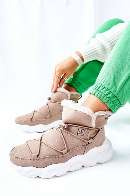 Sniega apavi siltināti smilšu krāsas