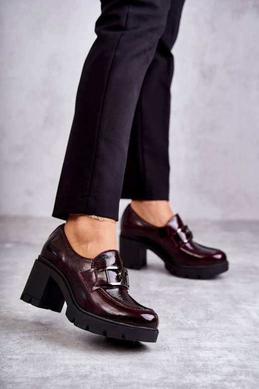 Eleganta stila apavi ar papēdi bordo...