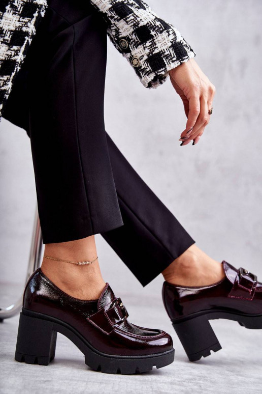 Eleganta stila apavi ar papēdi bordo...