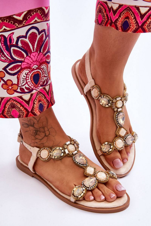 Zamšādas plakanas sandales smilšu...