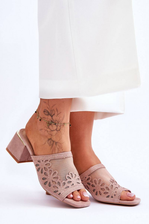 Čības ar papēdi ar tīkliņu S.Barski Nude