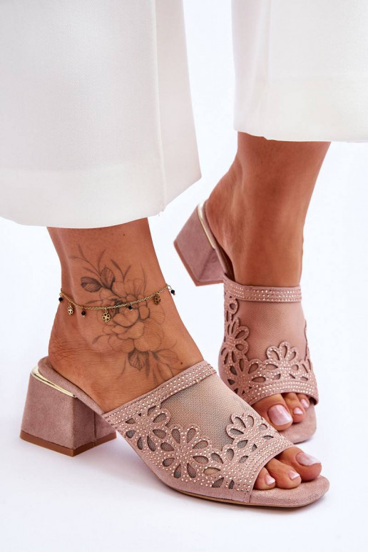 Čības ar papēdi ar tīkliņu S.Barski Nude