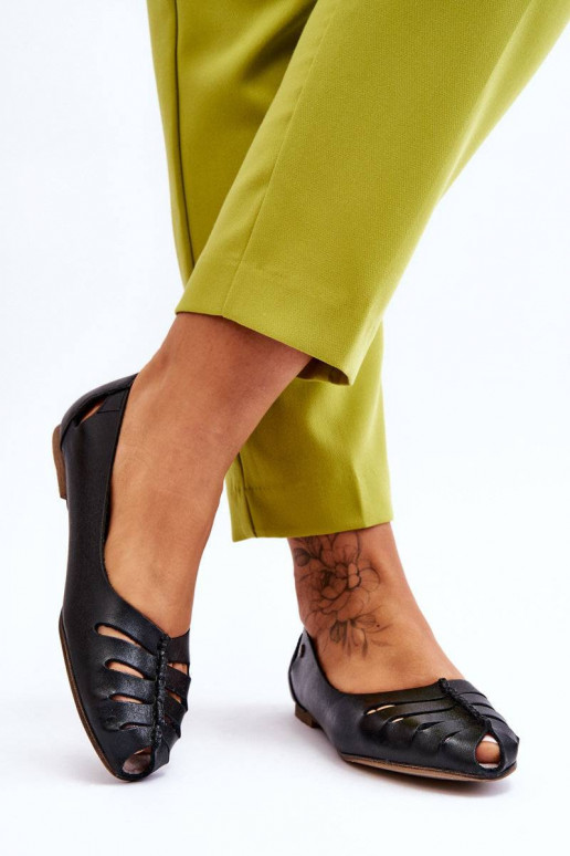 Ērtas dabīgās ādas balerīnas melnas...