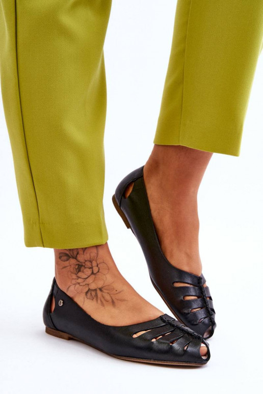 Ērtas dabīgās ādas balerīnas melnas...