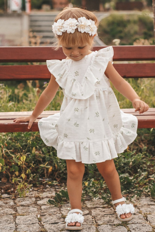 Bērnu sandales ar ziediem baltā krāsā