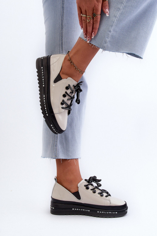 Šņorējami apavi ar platformu Dabīgas...