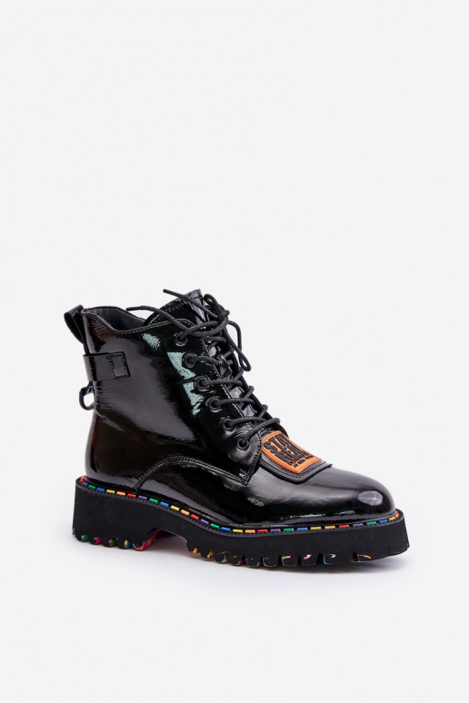 Artiker siltināti lakoti zābaki melnā...