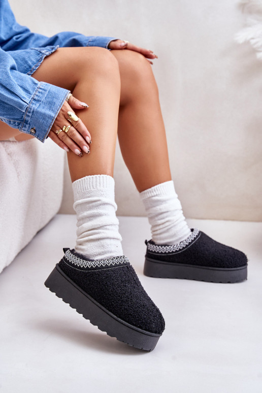 Sieviešu melni platformas sniega zābaki