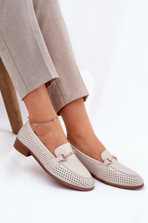 Sieviešu smilšu krāsas ādas mokasīni...