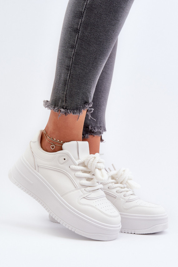 Baltas krāsas sneakers ar platformu no eko ādas Vhisper