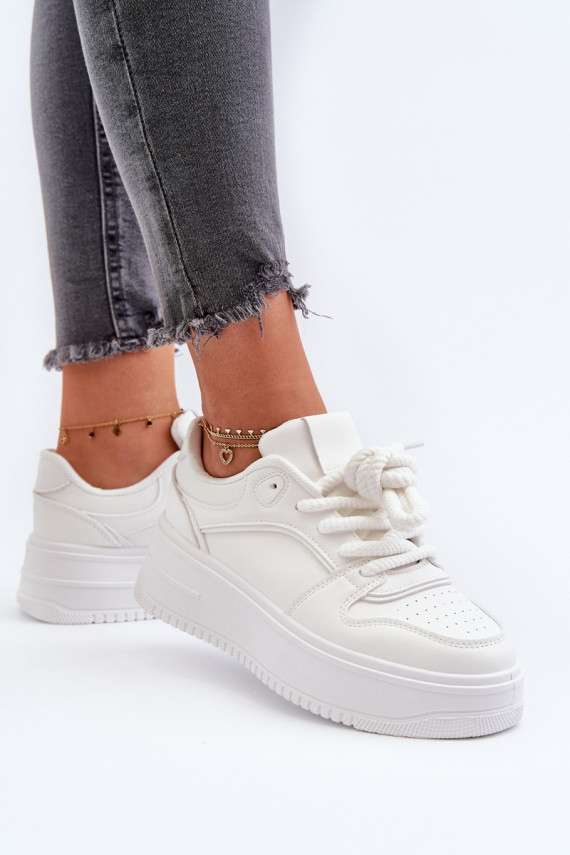 Baltas krāsas sneakers ar platformu no eko ādas Vhisper
