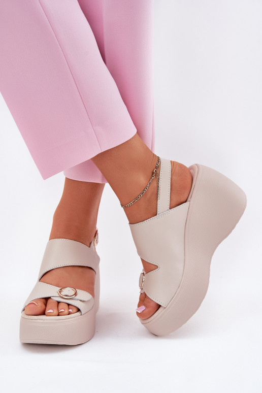 Smilšu krāsas sieviešu sandales ar...