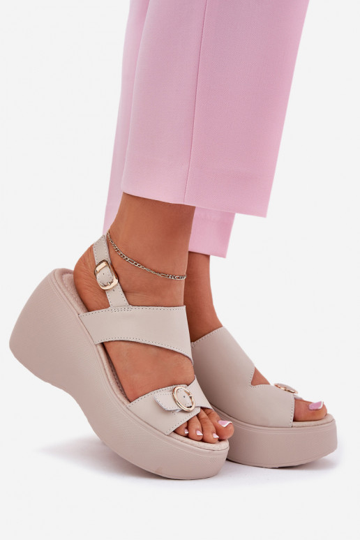 Smilšu krāsas sieviešu sandales ar...