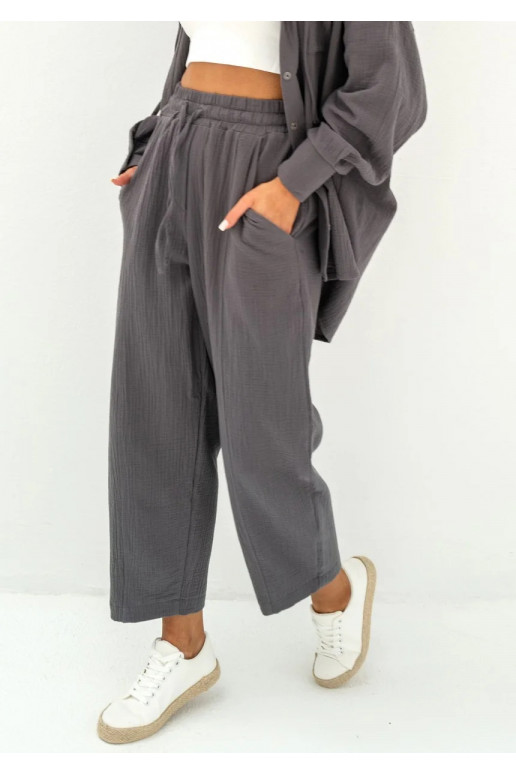 Graphite muslin jogger pants