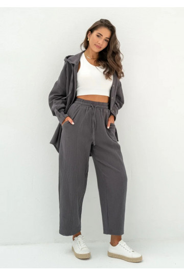Graphite muslin jogger pants