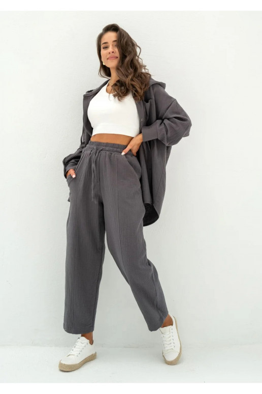 Graphite muslin jogger pants