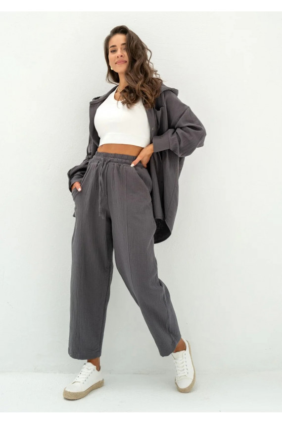 Graphite muslin jogger pants