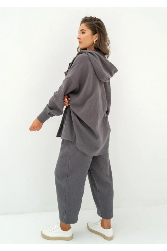 Graphite muslin jogger pants