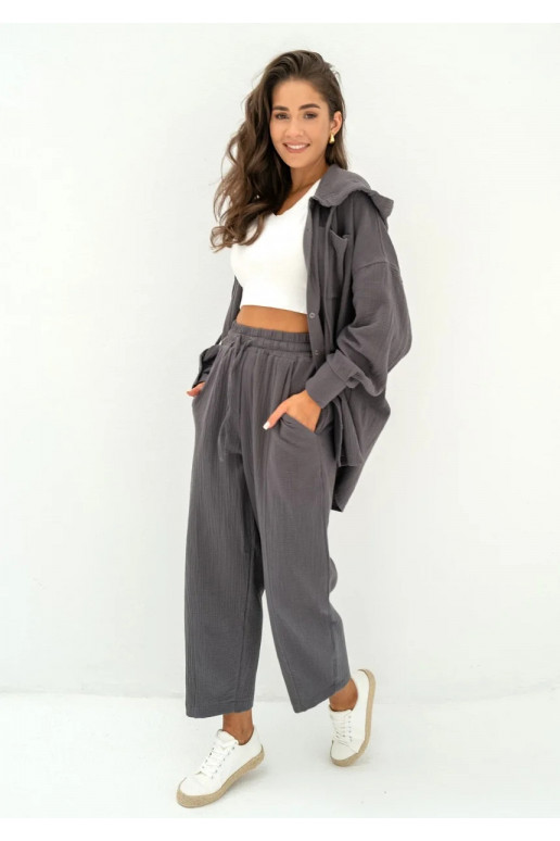 Graphite muslin jogger pants