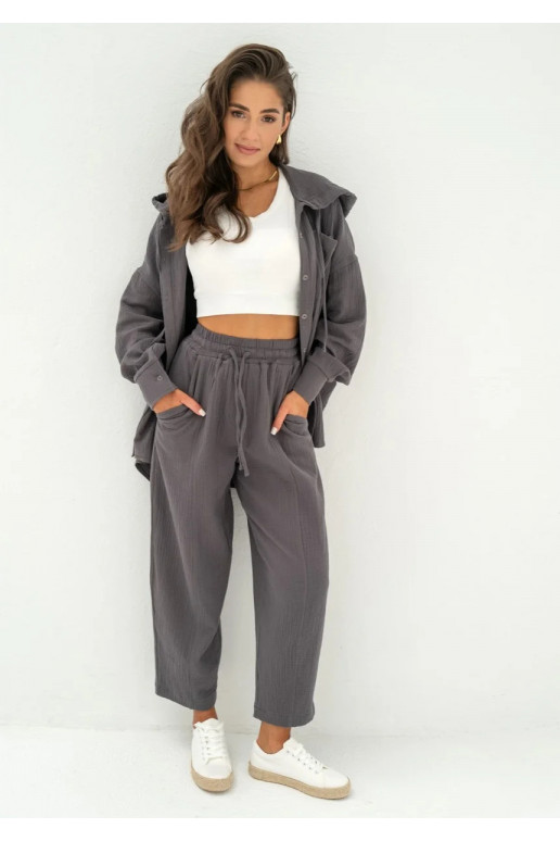 Graphite muslin jogger pants