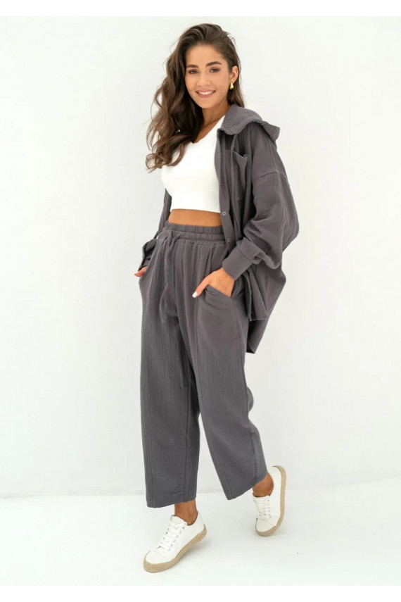 Graphite muslin jogger pants