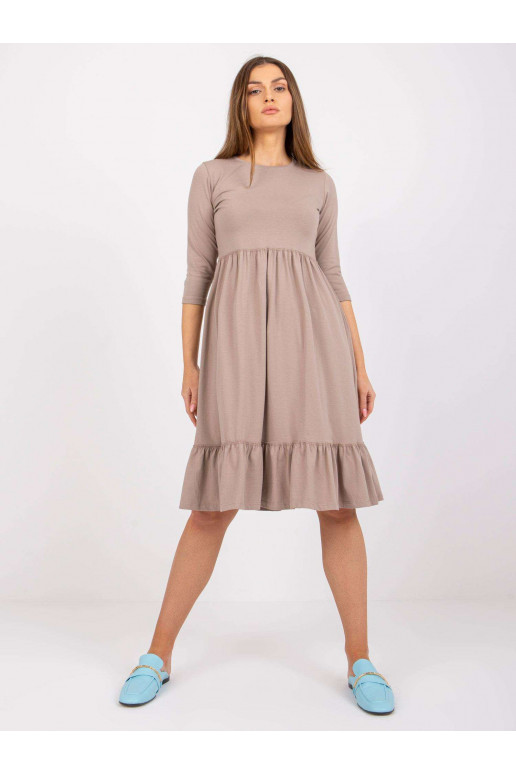 Tumši bēša kokvilnas kleita ar volānu...