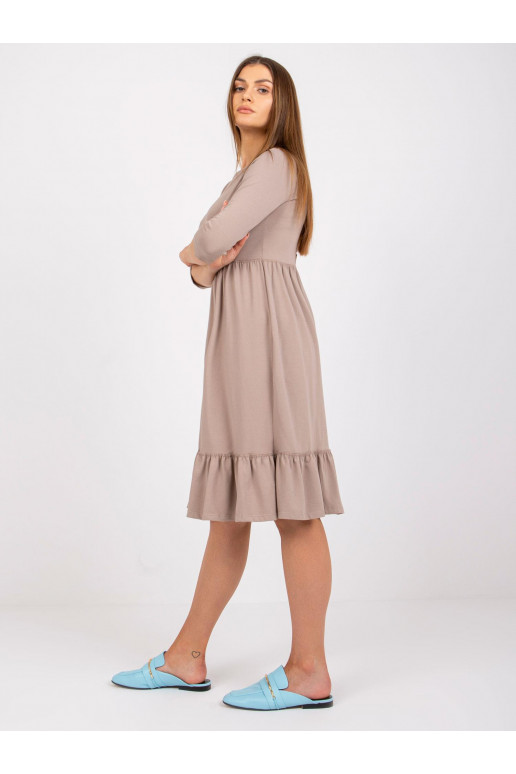 Tumši bēša kokvilnas kleita ar volānu...