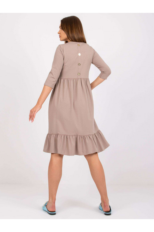 Tumši bēša kokvilnas kleita ar volānu...