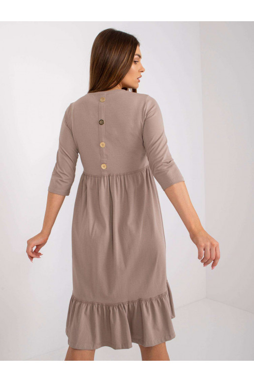 Tumši bēša kokvilnas kleita ar volānu...