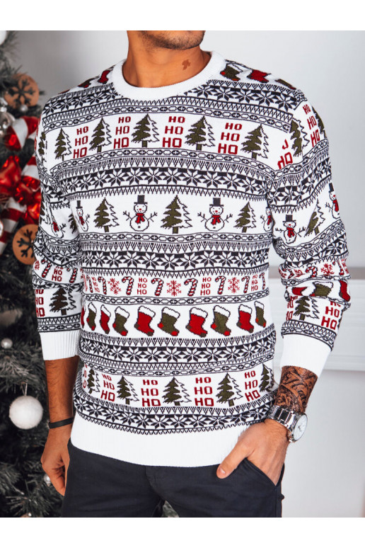 Vīriešu balts Ziemassvētku džemperis