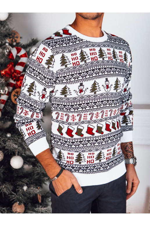 Vīriešu balts Ziemassvētku džemperis