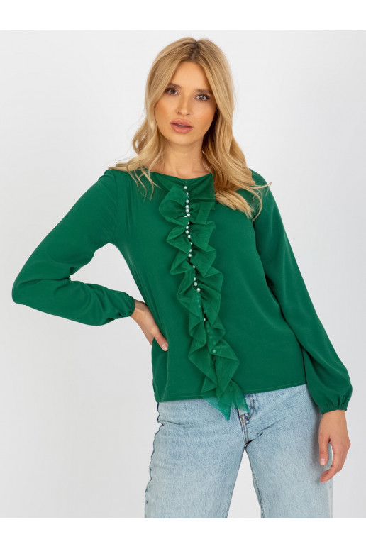 Tumši zaļa svinīga blūze ar...