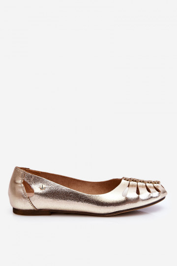 Zazoo 10009 Ērtas dabīgās ādas balerīnas Sievišķīgs Zelta krāsas 2
