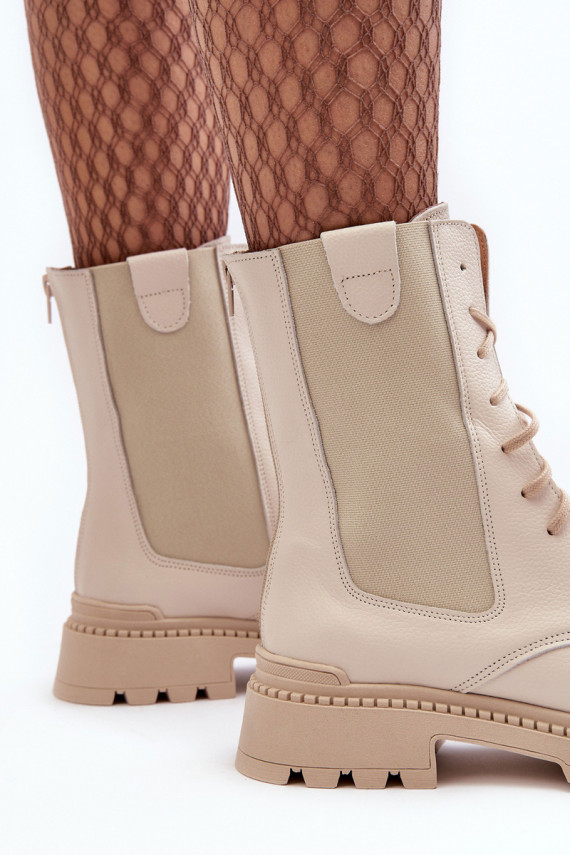 Āda Sievišķīgs zābaki šņorējami Ziloņkaula krāsas Nicole 2836