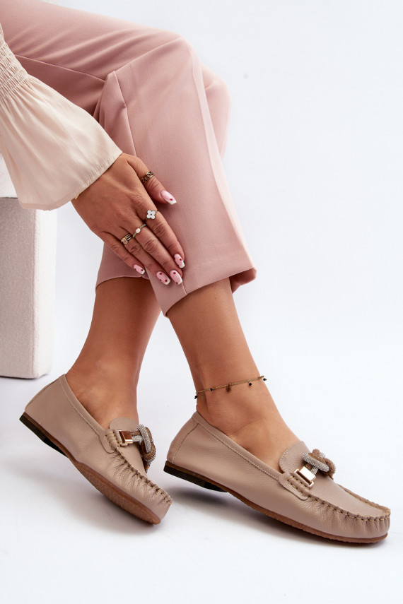 Āda sieviešu mokasīni ar ornamentiem Laura Messi 2761 smilšu krāsas