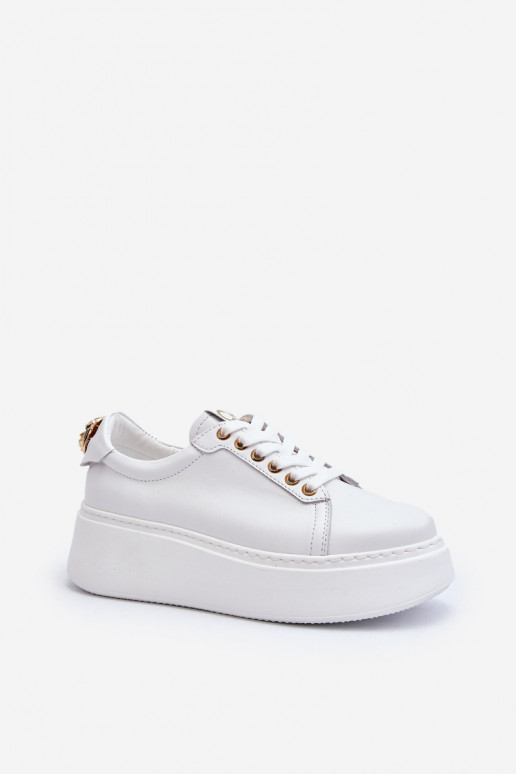 Sievišķīgs Āda Sneakers modeļa apavi ar platformu CheBello 4367 baltas krāsas