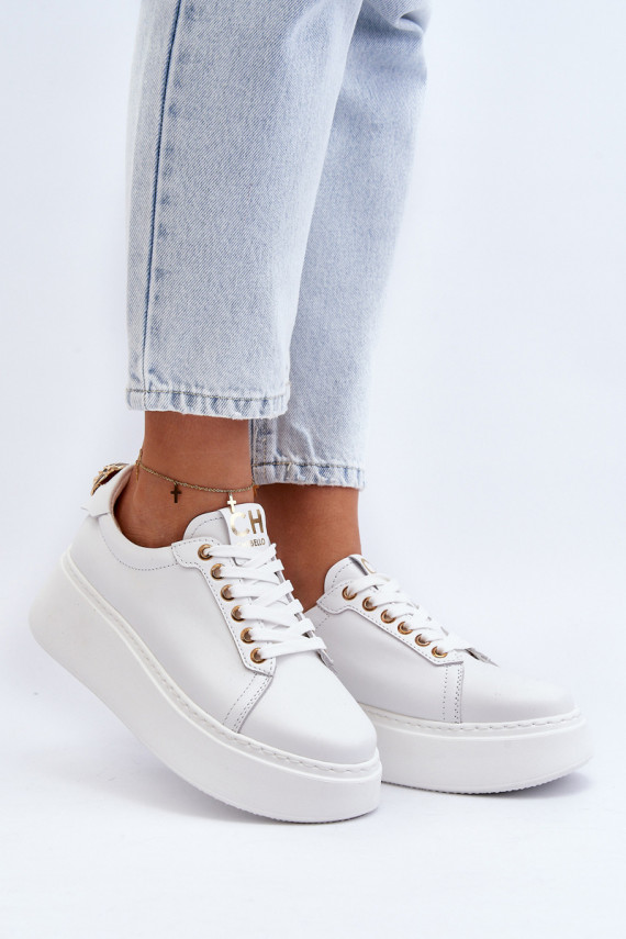 Sievišķīgs Āda Sneakers modeļa apavi ar platformu CheBello 4367 baltas krāsas