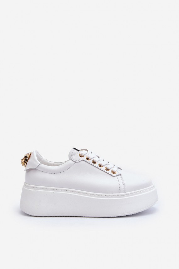 Sievišķīgs Āda Sneakers modeļa apavi ar platformu CheBello 4367 baltas krāsas