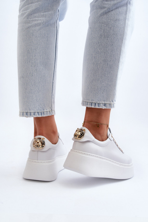 Sievišķīgs Āda Sneakers modeļa apavi ar platformu CheBello 4367 baltas krāsas