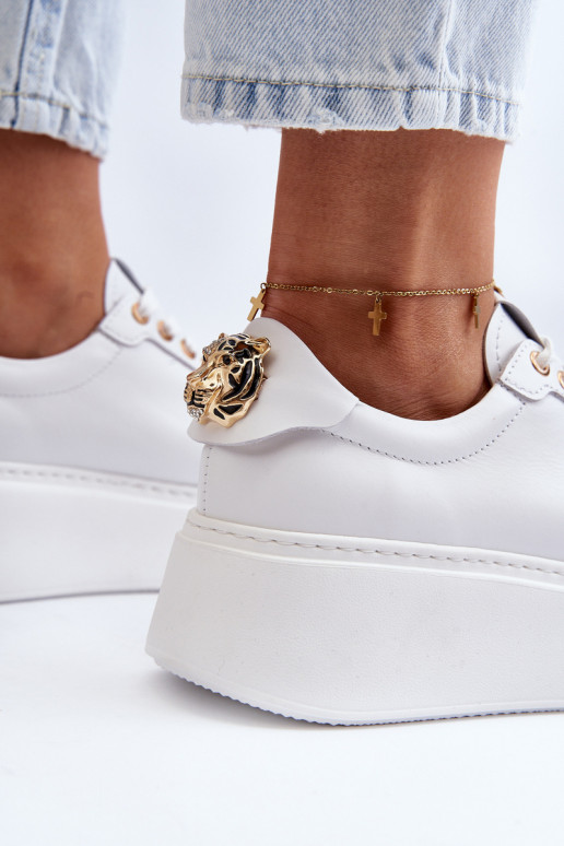 Sievišķīgs Āda Sneakers modeļa apavi ar platformu CheBello 4367 baltas krāsas