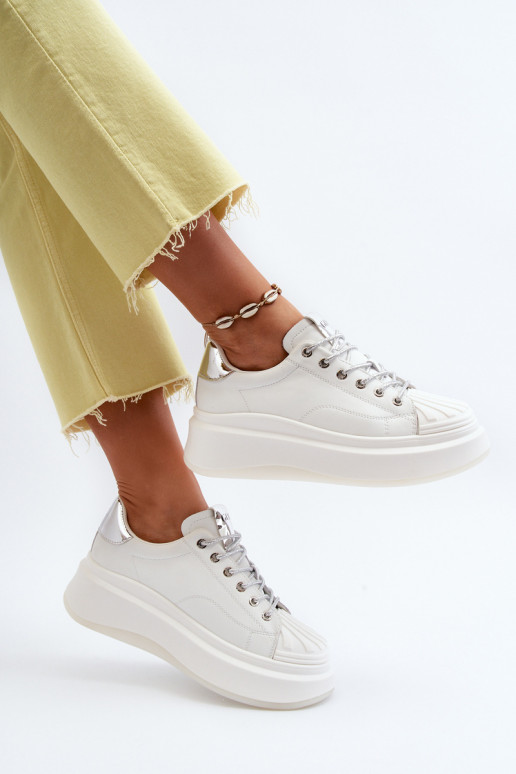 Āda Sneakers modeļa apavi Sievišķīgs ar platformu GOE NN2N4033 baltas krāsas
