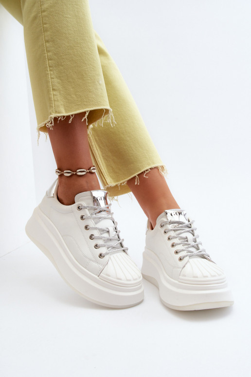Āda Sneakers modeļa apavi Sievišķīgs ar platformu GOE NN2N4033 baltas krāsas