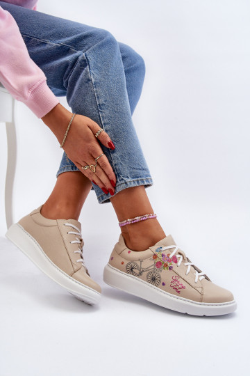 Zazoo 024/TAMARA Sievišķīgs Sneakers modeļa apavi Āda smilšu krāsas 2