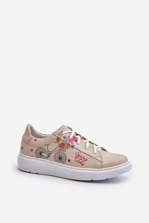 Zazoo 024/TAMARA Sievišķīgs Sneakers modeļa apavi Āda smilšu krāsas