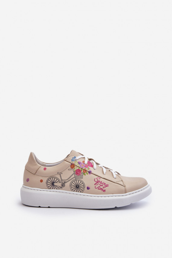 Zazoo 024/TAMARA Sievišķīgs Sneakers modeļa apavi Āda smilšu krāsas