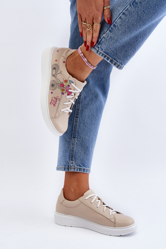 Zazoo 024/TAMARA Sievišķīgs Sneakers modeļa apavi Āda smilšu krāsas
