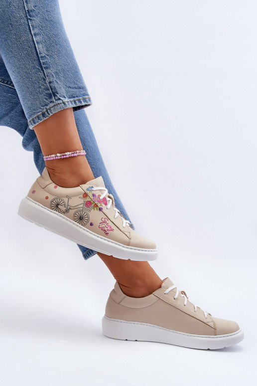 Zazoo 024/TAMARA Sievišķīgs Sneakers modeļa apavi Āda smilšu krāsas