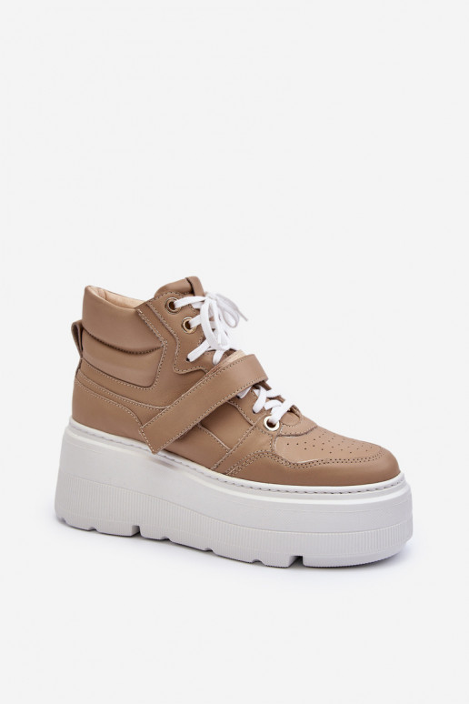 Zazoo 3450 Āda Sneakers modeļa apavi Sievišķīgs smilšu krāsas