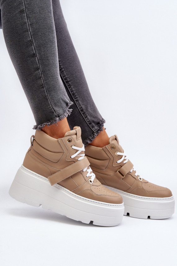 Zazoo 3450 Āda Sneakers modeļa apavi Sievišķīgs smilšu krāsas