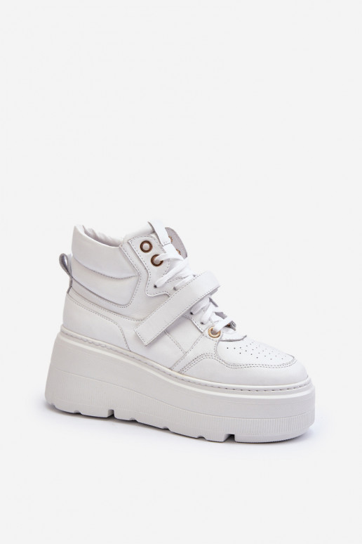 Zazoo 3450 Āda Sneakers modeļa apavi Sievišķīgs baltas krāsas